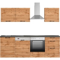 Kochstation Küchenzeile »KS-Lani, mit MDF-Fronten«, Breite 240 cm wahlweise mit E-Geräten, Höhen-Ausgleichsfüße 0-4 cm,