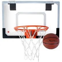 Pure2Improve Fun Hoop Classic, Indoor-Basketballkorb für Kinder, Mini Basketballkorb für Zimmer Inklusive Basketball, Ring, Türhalterung, Rückwand, Netz durchsichtig