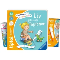 Ravensburger tiptoi ® Bücher Set | Liv geht aufs Töpfchen + 00110 tiptoi Der Stift + Kinder Weltkarte - Länder, Tiere, Kontinente