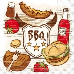 Mank Serviette aus Tissue BBQ, 33 x 33 cm, 100 Stück - Barbeque grillen Grillfest