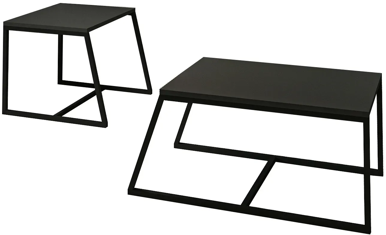 Couchtisch 2er Set Between Anthrazit mit Metall Füße