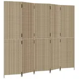 vidaXL Paravent 5-tlg. Beige Poly Rattan