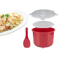 Beper C106CAS001 Mikrowellen-Reiskocher Microwave Rice Cooker,Mikrowellen-Reiskocher, 2.6L, Getreide, Hülsenfrüchte, Couscous, BPA frei, rot