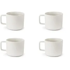 Excelsa Set mit 4 weißen Teetassen, Keramik, Steingut, Fassungsvermögen 210 ml.
