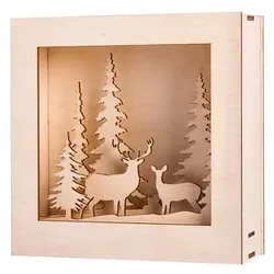 Rayher Holzbausatz 3D-Motivrahmen Winterland beige