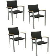 Konway 4x Konway BORNEO Stapelsessel Schwarz Premium Polyrattan Garten Sessel Stuhl Set