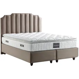 Villa Möbel Bett Set Atlanta 90x190 Beige, Bett (ohne Matratze), Bett mit Stauraum - Beige
