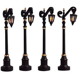 Lemax Colonial Street Lamp Set/4 beleuchtet schwarz/weiß