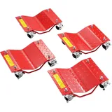 Vevor Rollwagen Schwerlast Autotransporter aus Stahl mit 3600 kg Tragkraft, Rollwagen mit Bremsen, Fahrzeugtransportwagen zum Transportieren von Autos Lkws Anhängern Motorrädern und Booten, 4 Stk. rot