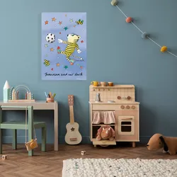 LuckyLinde Leinwandbild »Der kleine Tiger mit Fußball - Gemeinsam stark«, Tiere-Tiger-Sport-Schriftzug-Sprüche-little star-Motivationsbilder-Ente-Enten-Figuren-Filmfiguren, (1 St.), Exklusive JANOSCH Kindermotive LuckyLinde Farbe Bild(er): bunt