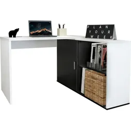 FMD Eckschreibtisch Valley Schwarz-Weiß