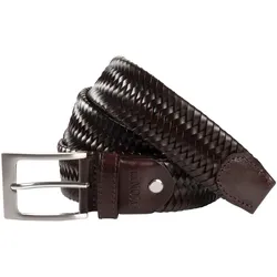 Flechtgürtel »RIO«, 3,5 cm breit, Elastisches Leder-Flechtband, Casual-Business-Sportiv, Gr. 90, brown uni, , 69746930-90