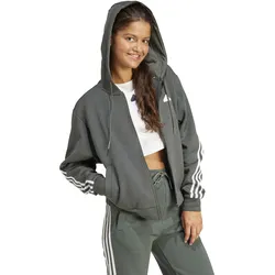 adidas FUTURE ICONS 3-STREIFEN  kurze Damen Kapuzenjacke grau/weiß - XL