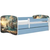 Raumhirsch furniture Kinderbett, Blau, Holzwerkstoff, Holzwerkstoff, 1 Schubladen, 80x160