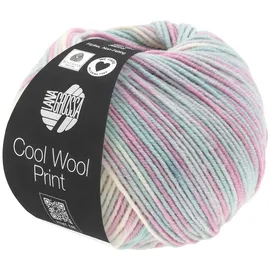 Lana Grossa Häkelwolle Cool Wool Print Silber/Mint 50 g