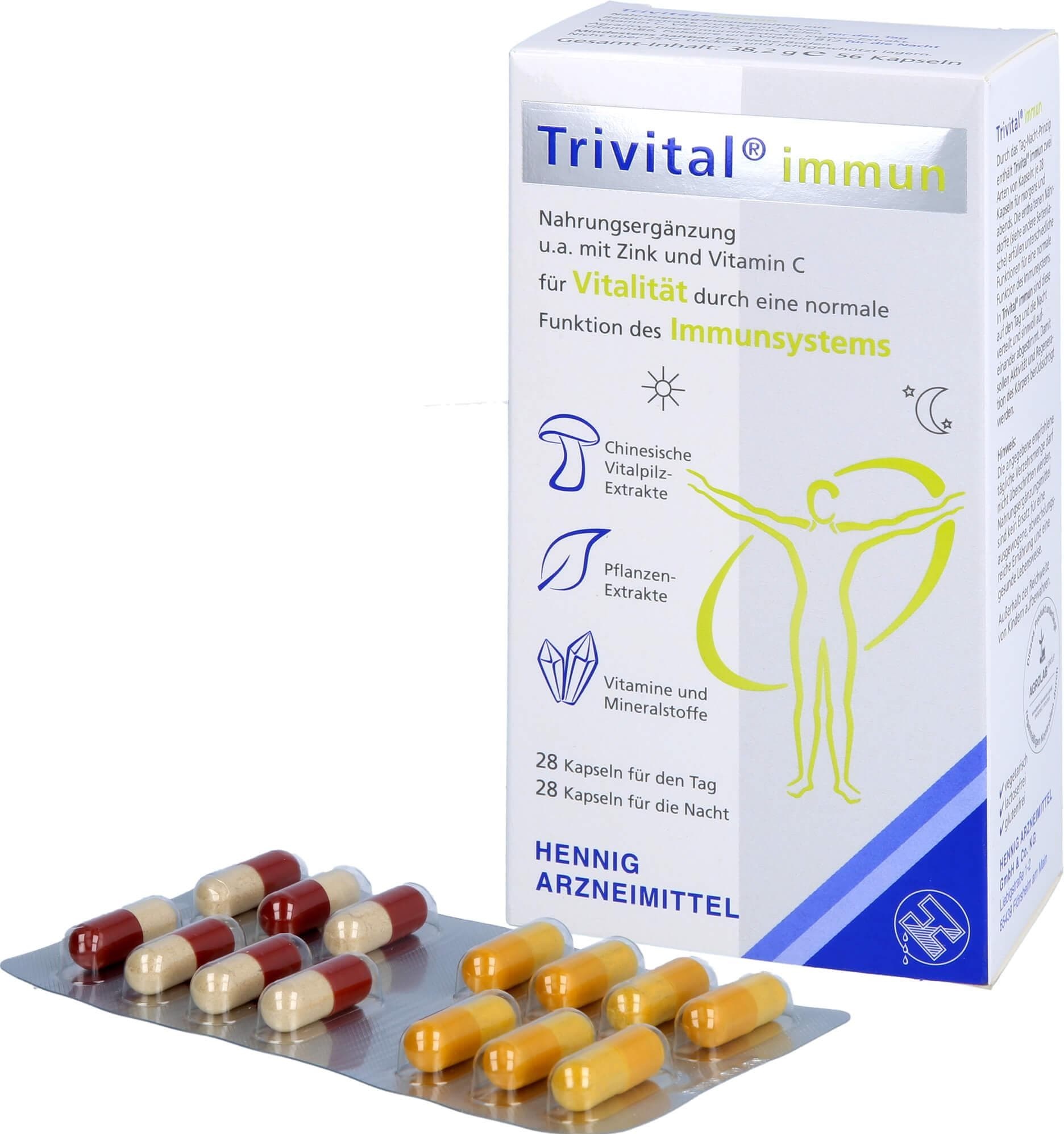 Hennig Arzneimittel, Vitamine + Nahrungsergänzung, Trivital immun, 56 St KAP (56 Stück, Kapseln, 28.20 g)
