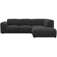 Ecksofa FLEXLUX "Lucera, super Sitzkomfort durch Kaltschaum im Sitz, L-Form" Sofas Gr. B/H/T: 256cm x 73cm x 231cm, Lederoptik, Chaiselongue links, schwarz (gorilla black) modern & anschmiegsam, Designsofa, modernes skandinavisches Design