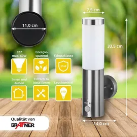 Grafner Wandlampe mit Bewegungsmelder E27 Fassung, IP44 Außenleuchte, 360° Lichtschein, Wandleuchte Lampen außen Hoflampe