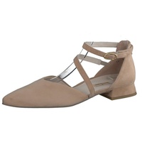 Paul Green Damen Ballerina, Flats, Kitten Heel, Festliche Schuhe mit verstellbarem Fesselriemchen, Gr. 38 EU