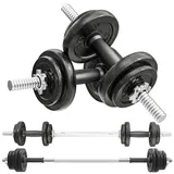 SPORTNOW Hantelset 2-in-1 Kurzhantel Set Kurzhanteln Langhanteln verstellbar bis 20 KG Hanteln Set Dumbbell mit rutschfestem Griff Kurzhantelset für Krafttraining Zuhause Fitnessstudio
