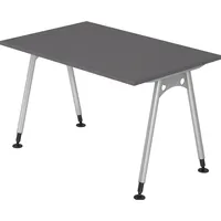 Hammerbacher AS12 höhenverstellbarer Schreibtisch grafit rechteckig, A-Fuß-Gestell silber 120,0