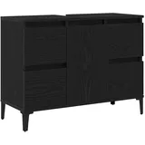 vidaXL Waschbeckenschrank mit Tür Schwarz Eichen-Optik 80 x 33 x 60 cm