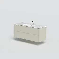 Waschtisch WELLTIME "D-Line", grau (kaschmir grau, kaschmir grau), B:121cm H:51,8cm T:46cm, FSC-zertifizierter Holzwerkstoff, Waschtische, Badmöbel mit Keramik Waschbecken, Soft-Close-Funktion, Breite 121 cm