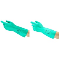 Ansell AlphaTec 37-676 Nitril-Handschuhe, Grün, Größe 10 (12 Paar) & AlphaTec 37-675 Nitril-Handschuhe, Chemikalien-Schutz, mit Chemikalien und Lebensmitteln, Grün, Größe 10 (12 Paar)