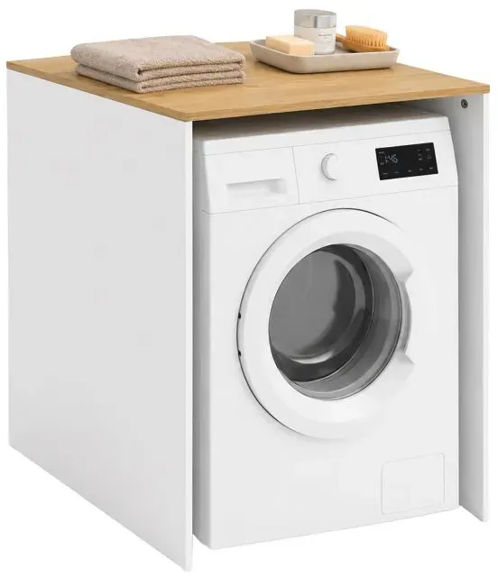 Relaxdays Waschmaschinenschrank Weiß,Hellbraun