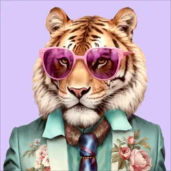 Glasbild TIGER WITH GLASSES - bunt