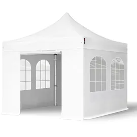 TOOLPORT Faltpavillon Professional 3x3 m mit 4 Seitenteilen - ALU Pavillon Partyzelt in weiß