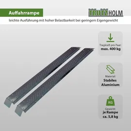 Baumarktplus TRUTZHOLM 2 x Auffahrrampe 180 cm Tragkraft 400 kg Stahl grau profiliert Verladerampe Rampe