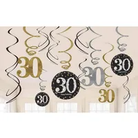 Amscan Swirl Dekorationen 30. Geburtstag 2 St. Gold