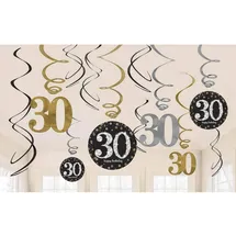 Amscan Swirl Dekorationen 30. Geburtstag 2 St. Gold