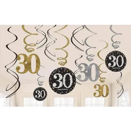 Amscan Swirl Dekorationen 30. Geburtstag 2 St. Gold