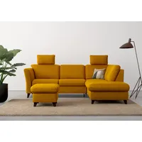 Ecksofa HOME AFFAIRE "Trelleborg L-Form" Sofas Gr. B/H/T: 252cm x 86cm x 213cm, Breitcord, Ottomane rechts, mit Bettfunktion-mit Stauraum, gelb (mustard) wahlweise mit Bettfunktion und Bettkasten, inkl. Federkern-Polsterung