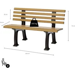 PROREGAL Gartenbank Antigua | 2-Sitzer | Holzoptik | HxBxT 74x120x54cm | UV-beständiger Kunststoff | Parkbank Sitzbank Gartenbänke  Terrasse