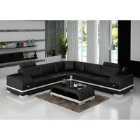 JVmoebel Ecksofa Sofagarnitur 3+2+1 Couch Polster Sitzgarnitur Sofa Garnitur KalbachB, Made in Europa schwarz