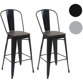 MCW Barhocker A73 2er-Set Holz-Sitzfläche Metall Schwarz