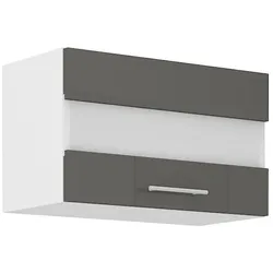 Küche Glashängeschrank 60 Lara Grau Glanz + Weiss matt Küchenzeile Küchenblock