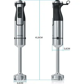 Arendo Edelstahl Pürierstab mit Messbecher Handmixer - Stabmixer - stufenlose Regelung