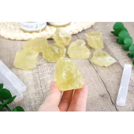 luxuskollektion Citrin Rohsteine Premium Naturstein 4 Stück Set gelb