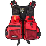 ZTMHRG Schwimmweste für Erwachsene Angeln Weste Multifunktions Festtoffweste Outdoor Freizeit Atmungsaktiv Rettungsweste mit Vielen Taschen für Wassersport Driften Schnorcheln(Red)
