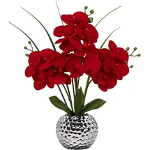 luxuskollektion Orchidee Phalaenopsis Kunstblume Höhe 49 cm Keramiktopf Rot