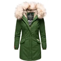 Navahoo Damen stylischer Wintermantel Winterparka mit Kunstfell-Kapuze Cristal