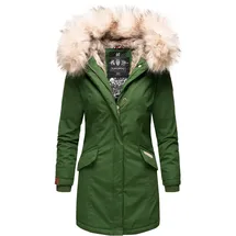 Navahoo Damen stylischer Wintermantel Winterparka mit Kunstfell-Kapuze Cristal