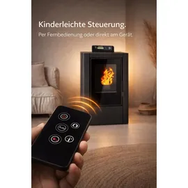 Nemaxx NEMAXX® P6Mi Pelletofen 6 kW A+ bis 120 m3 – Automatischer Reinigungszyklus, ECO-Modus, Wochenprogramm & mechanische Reinigungsunterstützung – Schwarz