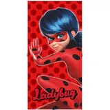 Jerry Fabrics Miraculous Ladybug Standtuch, Handtuch, Badetuch, Duschtuch in rot, Superheldin, 70 x 140 cm 100% Baumwolle