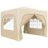 Outsunny Faltpavillon 3 x 3 m inkl. 4 Seitenteile Khaki