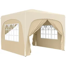 Outsunny Faltpavillon 3 x 3 m inkl. 4 Seitenteile Khaki